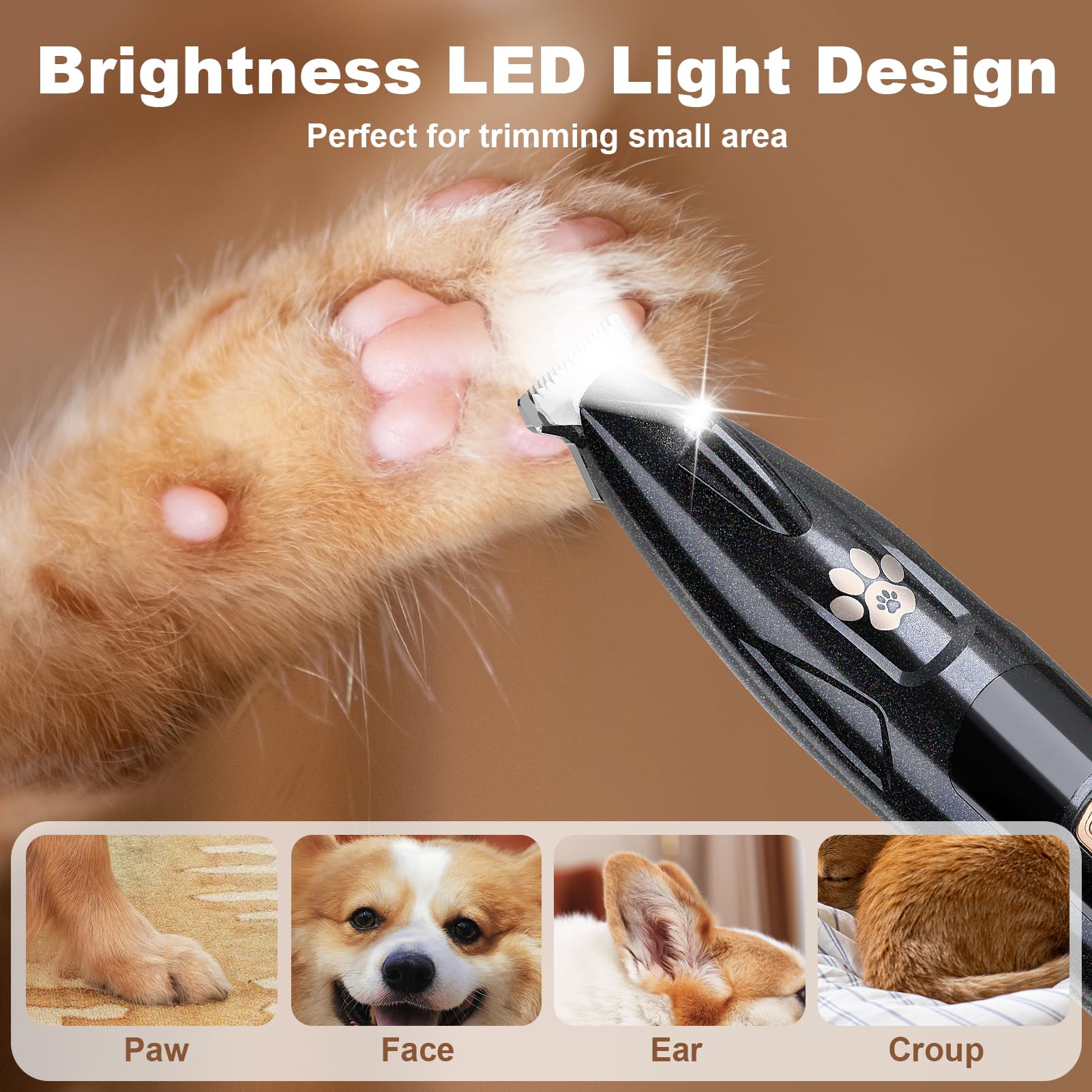 GIMPYN cordless dog trimmer in use for convenient grooming anywhere.