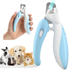 Ginalaia nail clippers light closeup blue demonstrates easy trimming with built-in illumination for safer cuts.