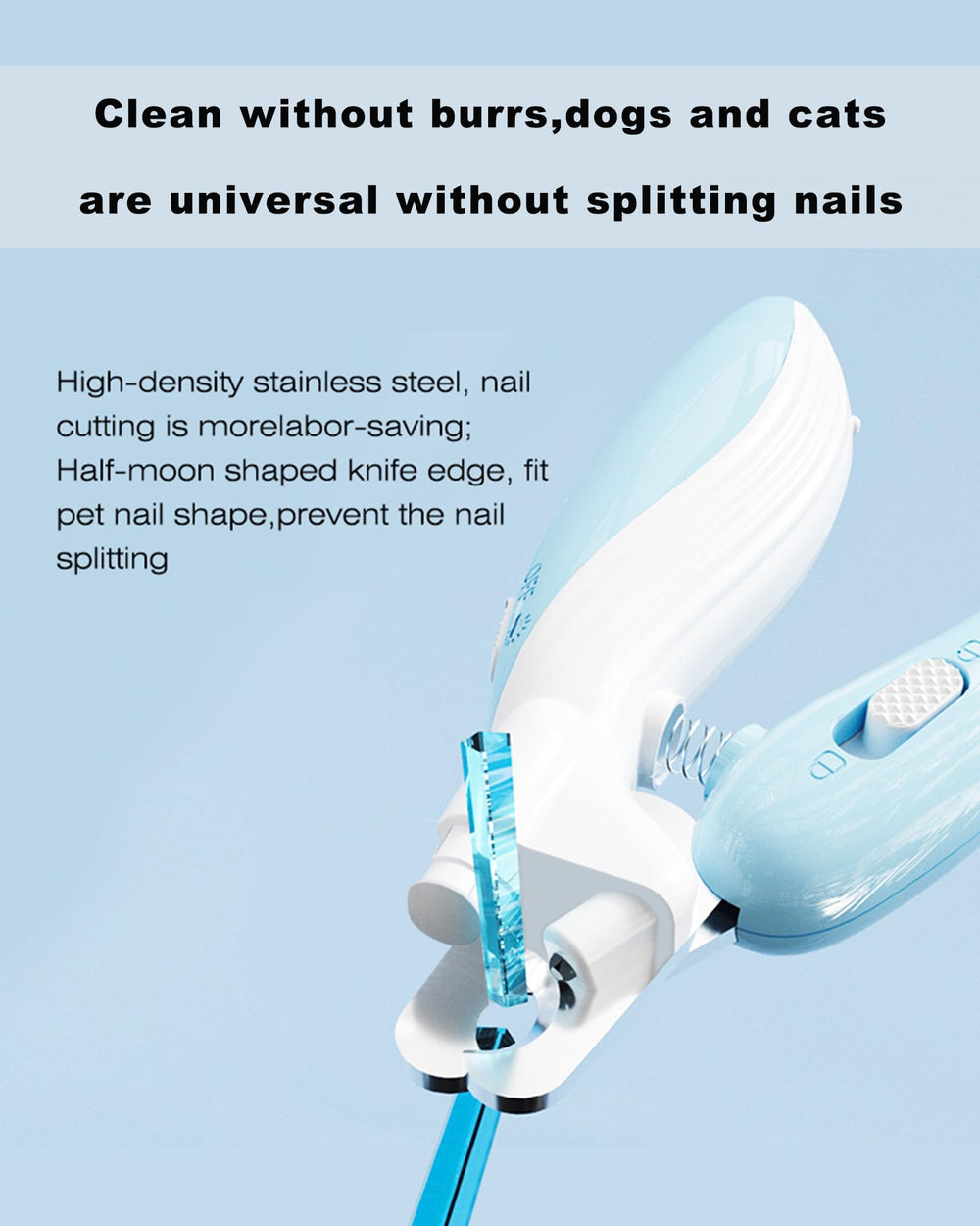 Ginalaia whale-handle blue ergonomic grip improves control during pet grooming.