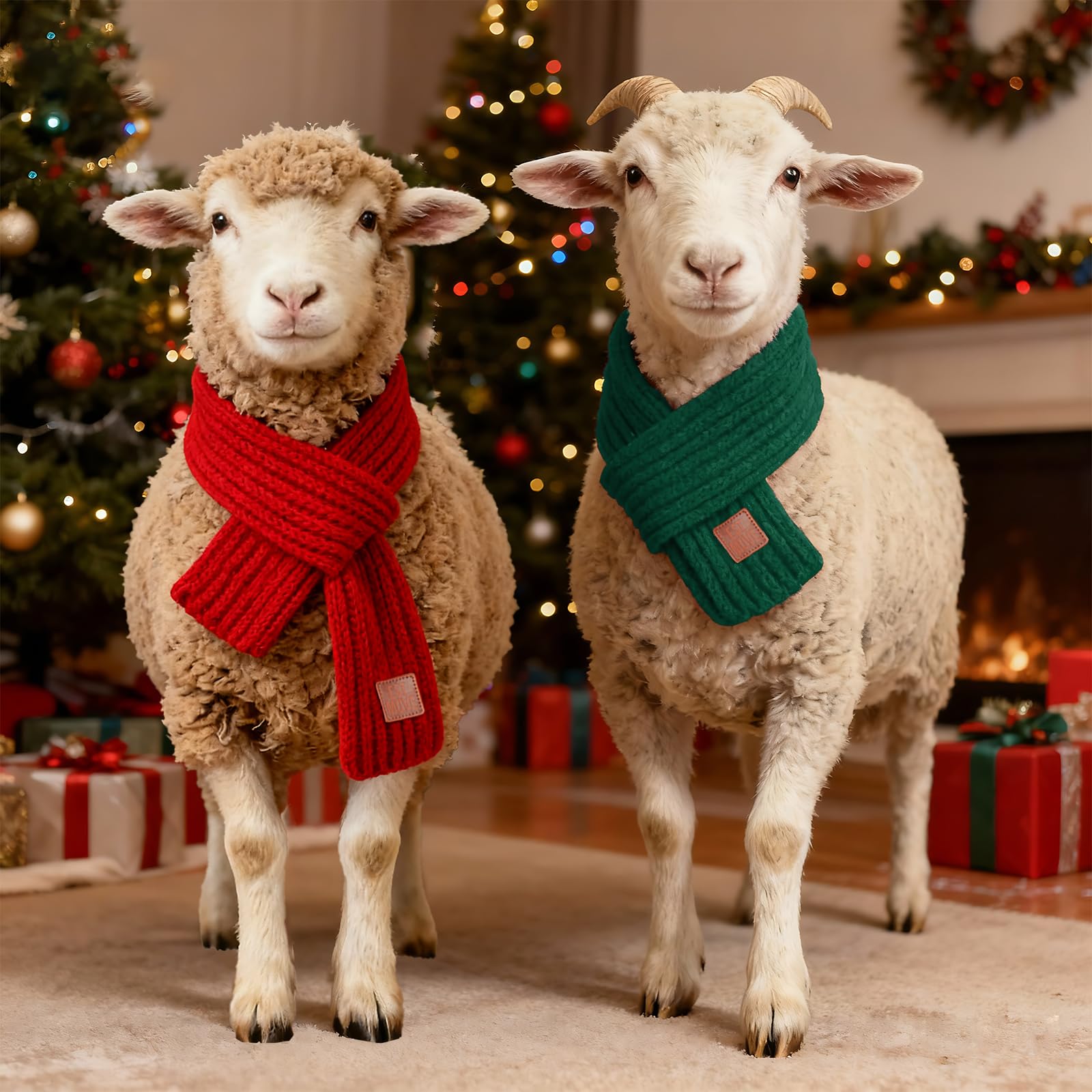 GINDOOR gift-ready Christmas scarf suits dogs, cats, sheep for winter moments