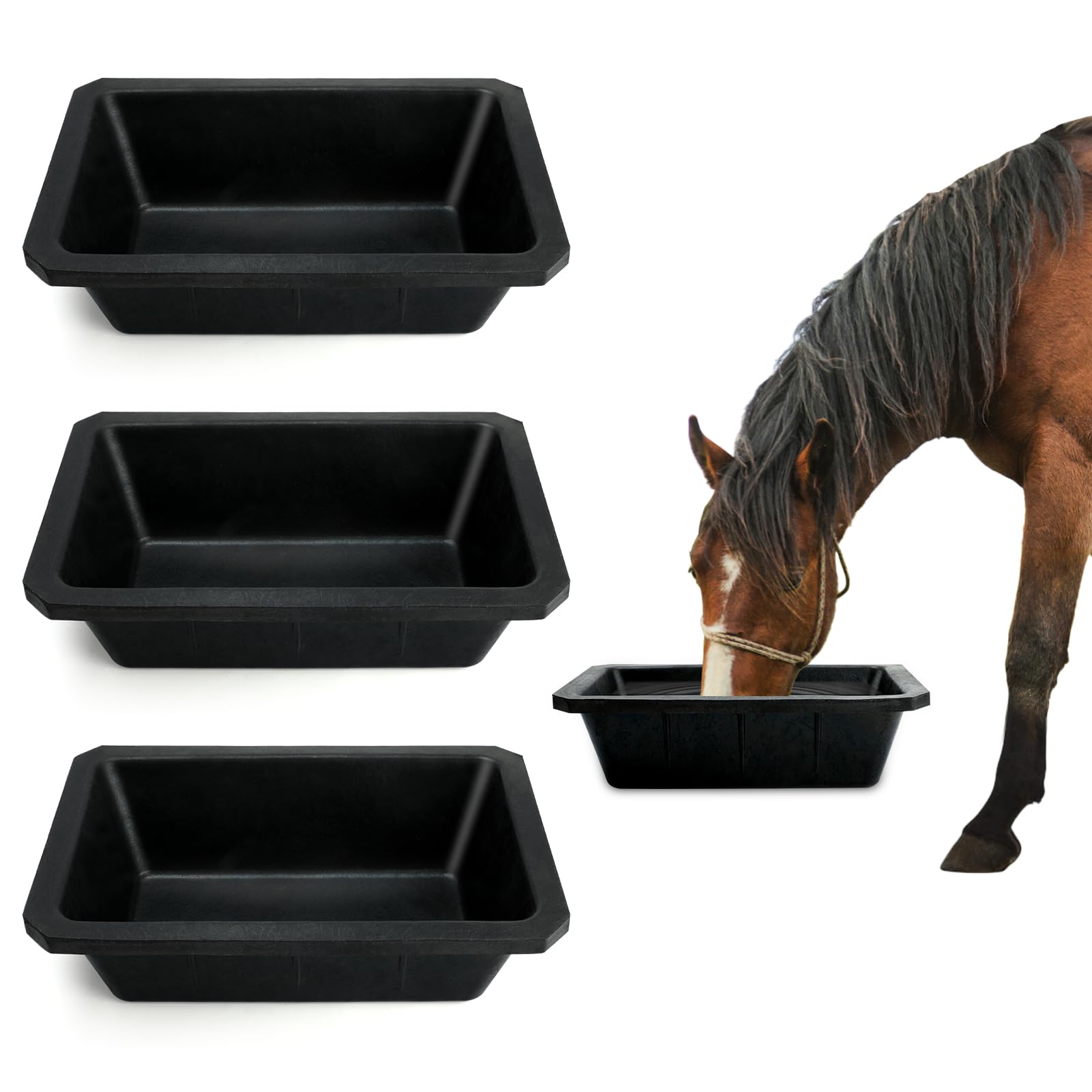GINDOOR large rubber feeder pan top view with spacious 10 qt capacity for livestock.