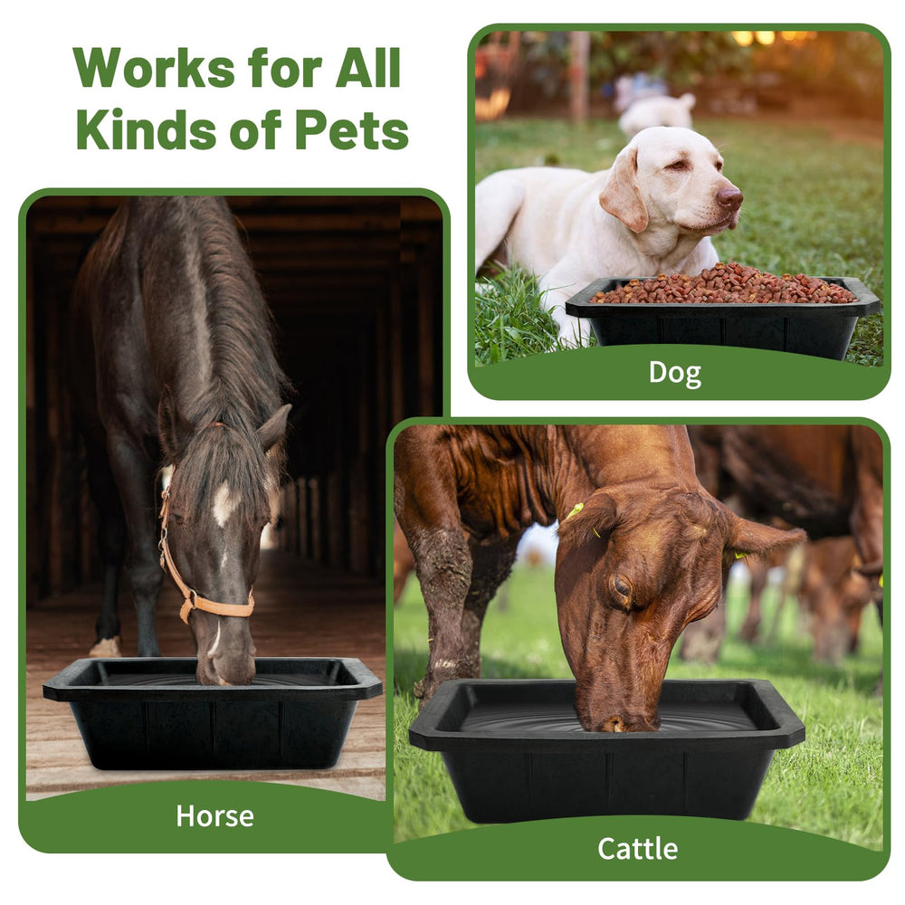 GINDOOR multi-species feeder pans suitable for horses goats pigs and poultry.