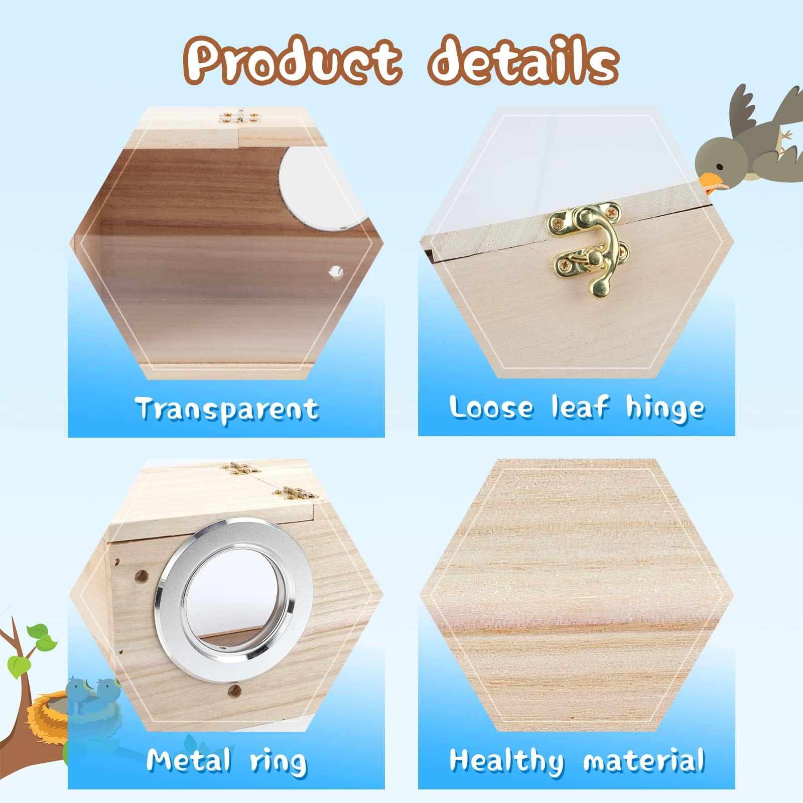 GINDOOR nesting box installs inside or outside cage to maximize space