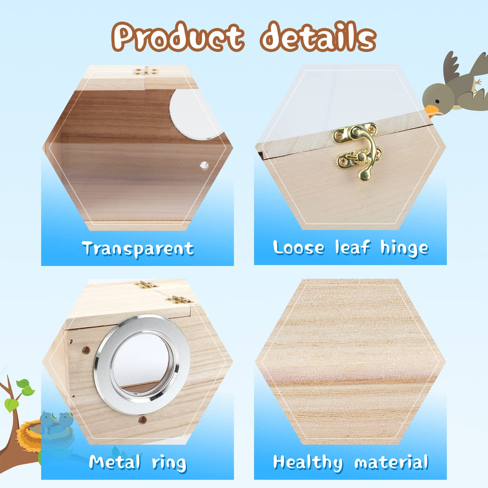 GINDOOR Parakeet Nesting Box top lid open for easy cleaning and monitoring