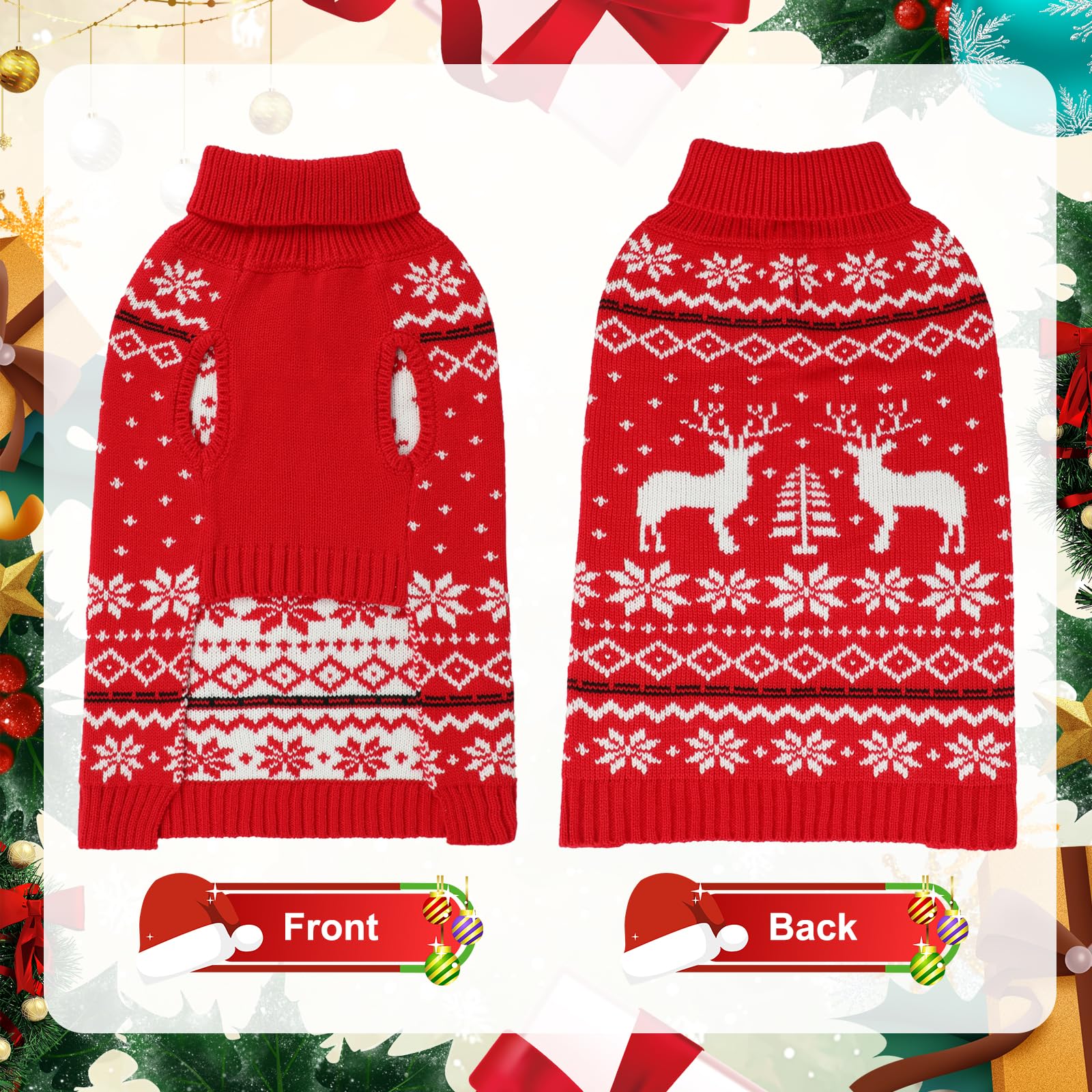GINDOOR dog-reindeer-pattern knit adds holiday charm on chilly days.