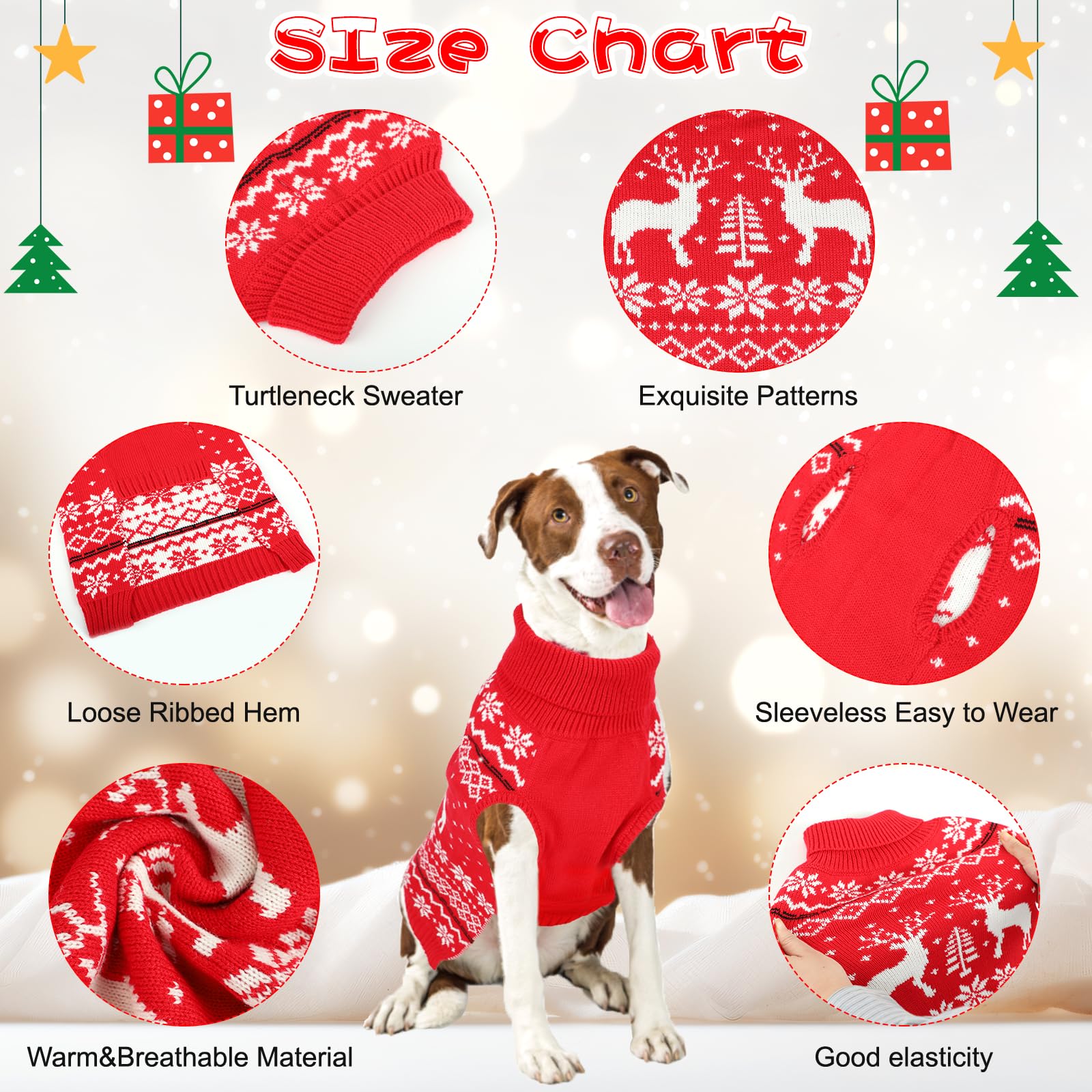 GINDOOR dog-snowflakes-pattern coat-like knit keeps warmth on outdoor adventures.
