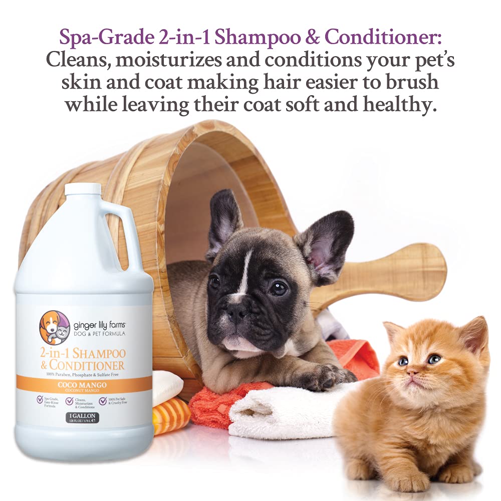 Ginger Lily Farms coat after-bath image suggests smoother, tangle-free grooming.