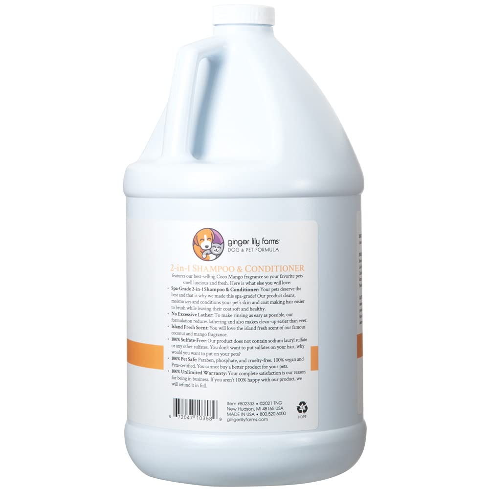 Ginger Lily Farms dog formula low-lather image highlights easier rinsing.