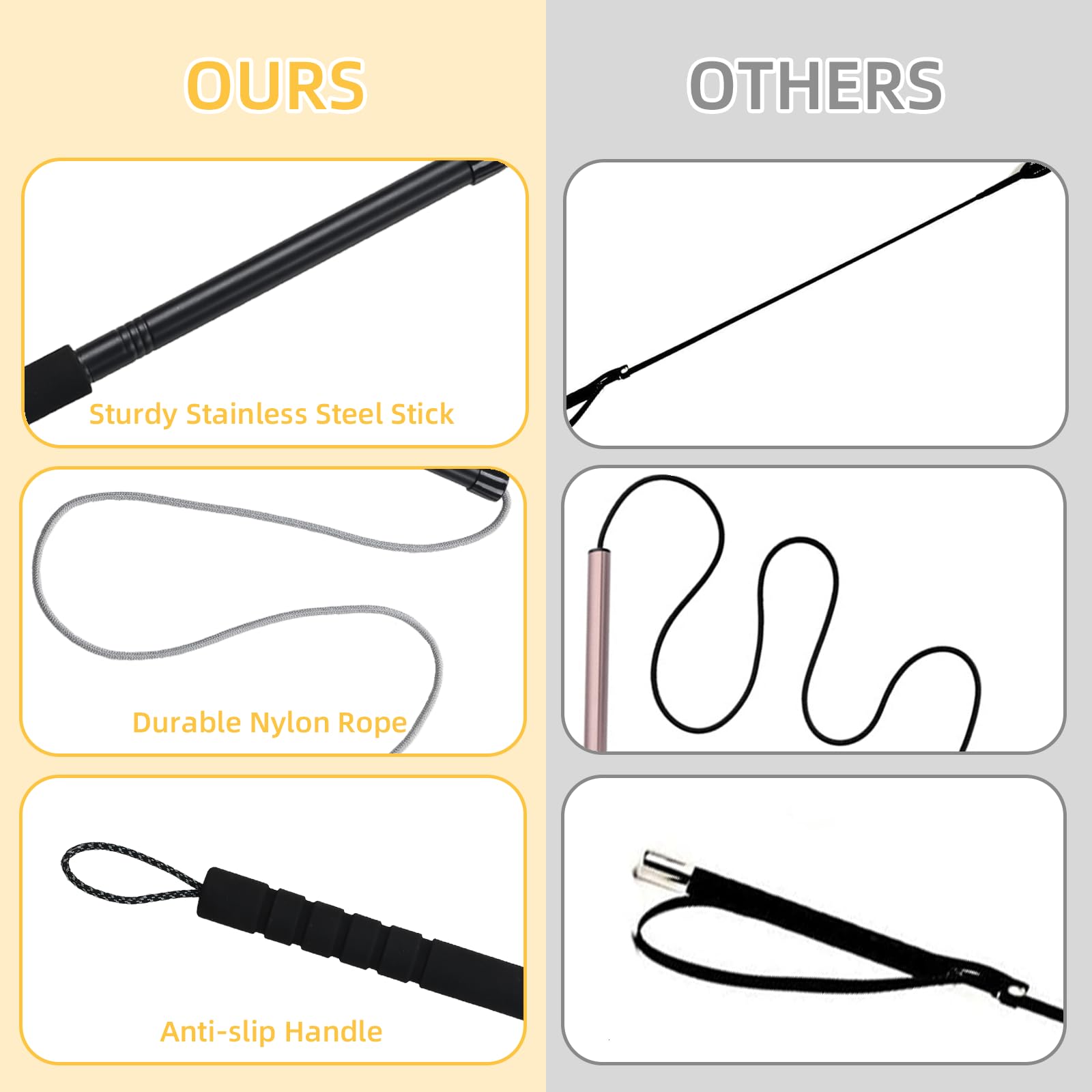 Stainless steel rod on Gingull Flirt Pole supports sturdy outdoor use