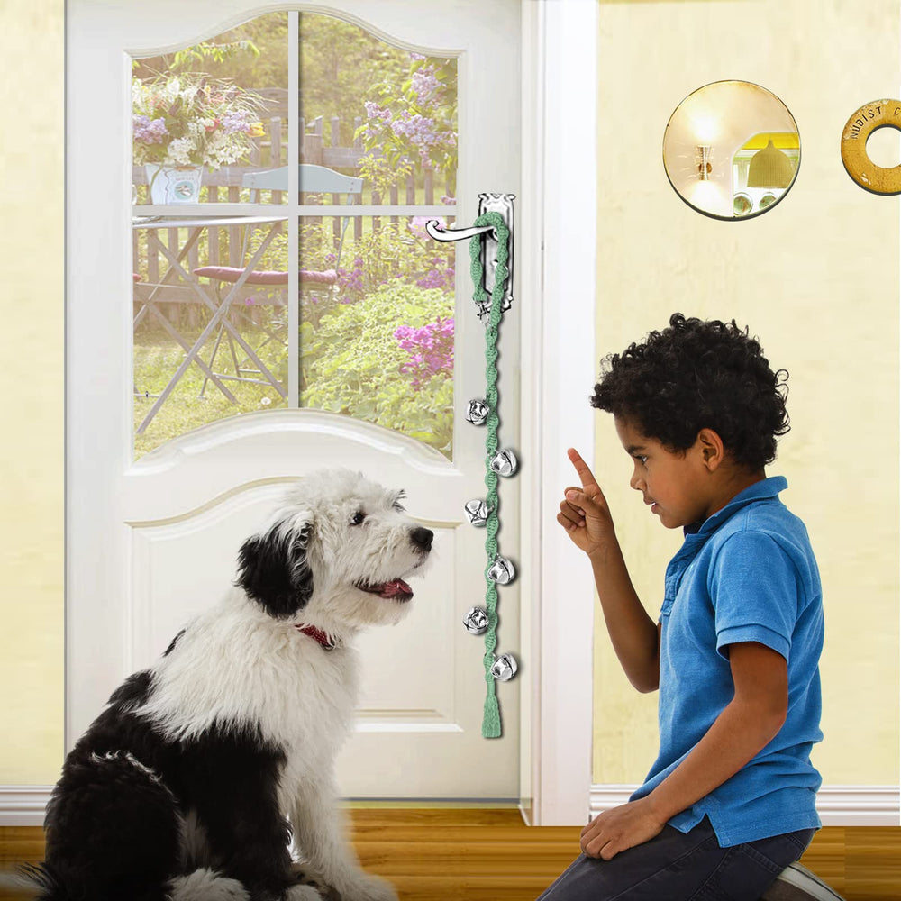 GINIDEAR dog bell-packaging shows 1-year warranty and ready-to-use training tool.