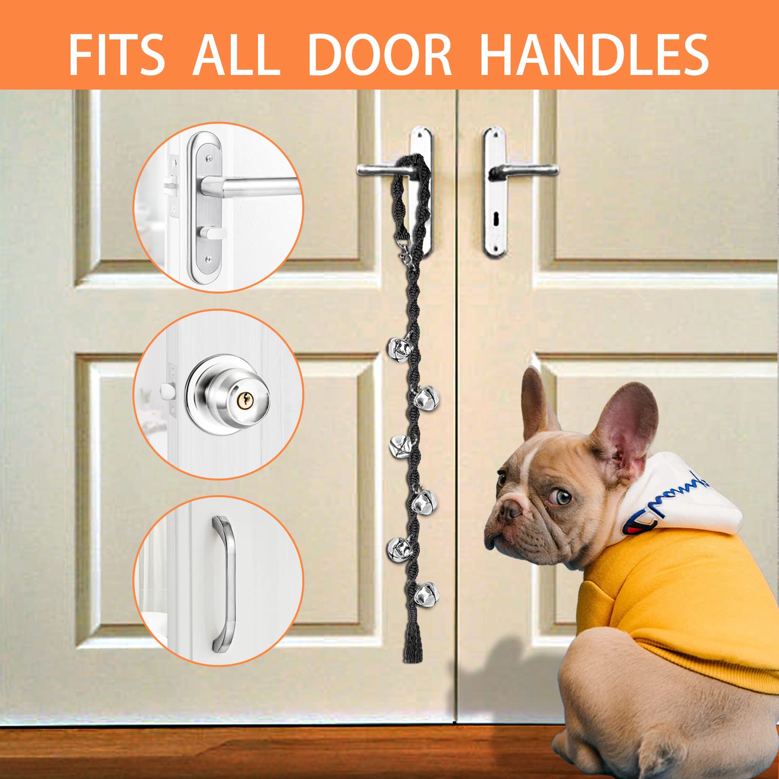 GINIDEAR dog bells packaging highlights warranty and satisfaction promise for confidence in purchase.