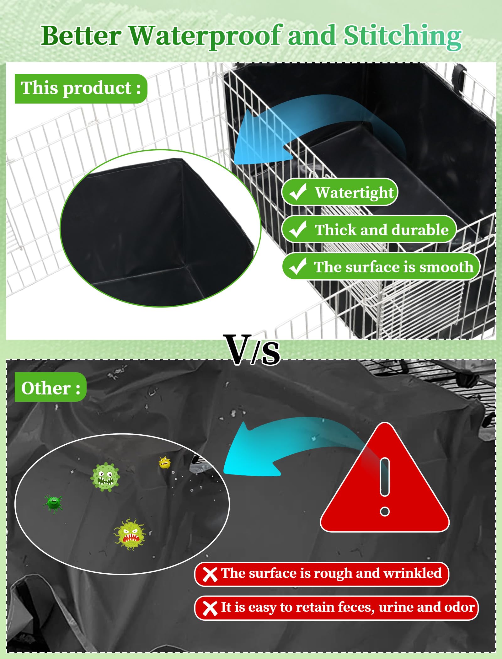 GINIDEAR guinea pig cage liner coverage-view shows full bottom protection against mess.