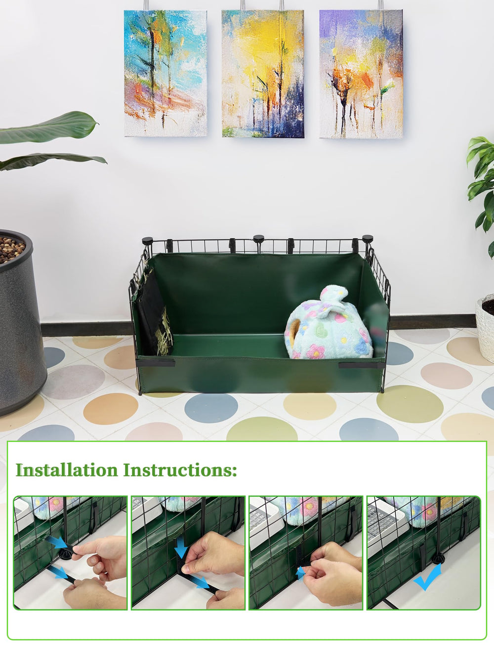 ginidear versatile base mat hay holder for tidier cages