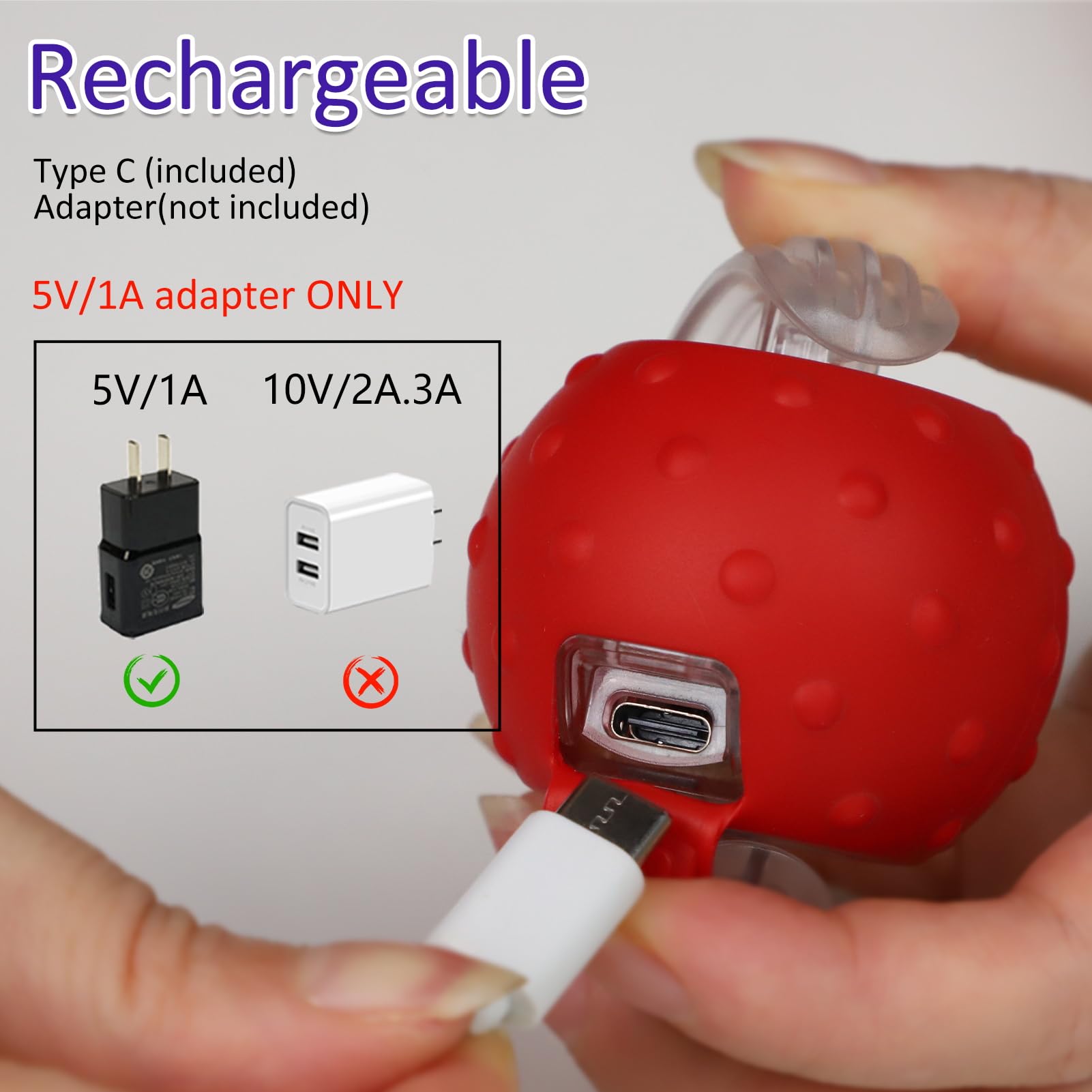 Giociv cat ball blue charging tip ensures safe 5V/1A use.