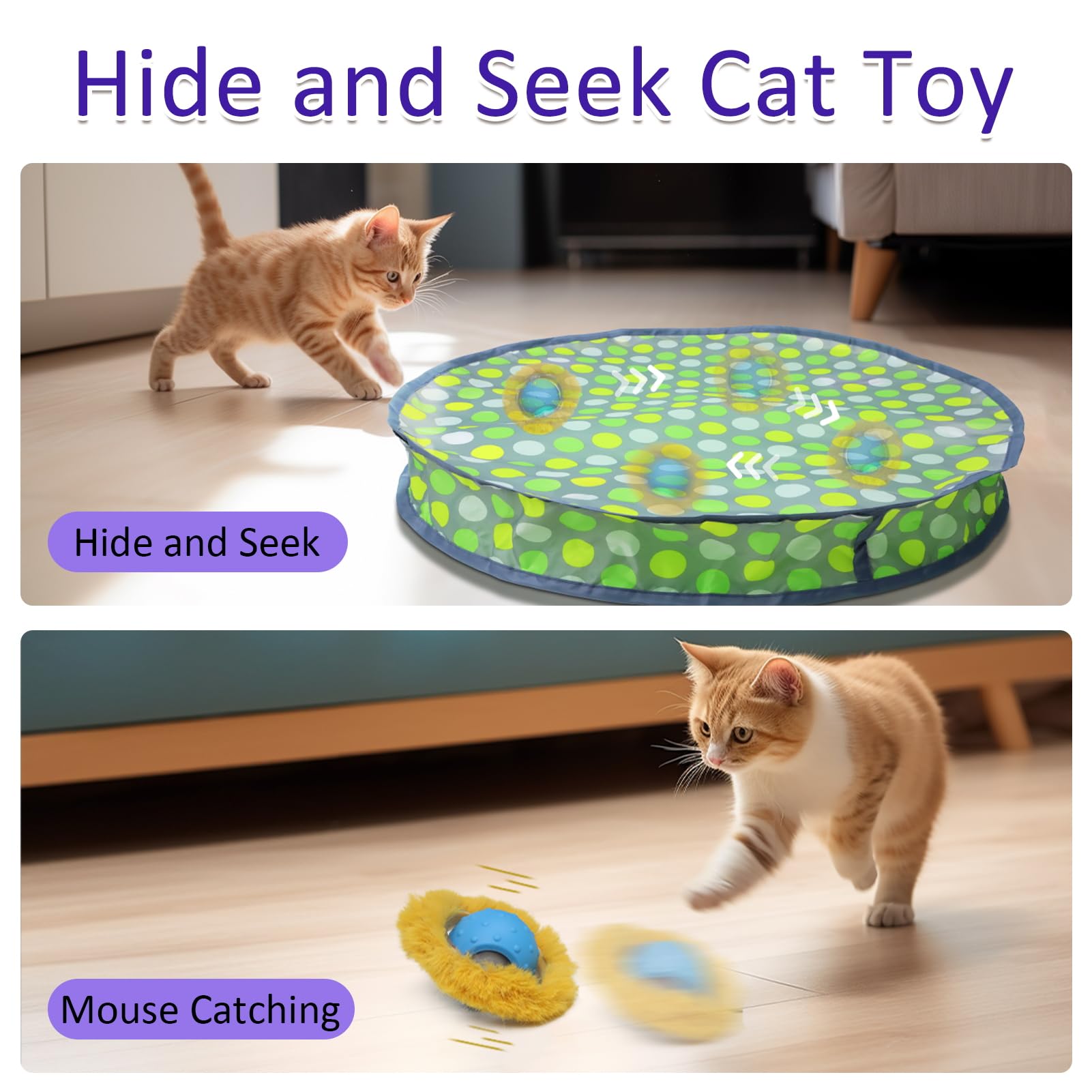 Giociv ball in use with a cat actively engaging satisfies hunting instincts indoors.