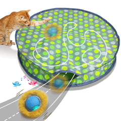 Giociv interactive cat ball in pouch, blue fast-rolling mode boosts indoor play.