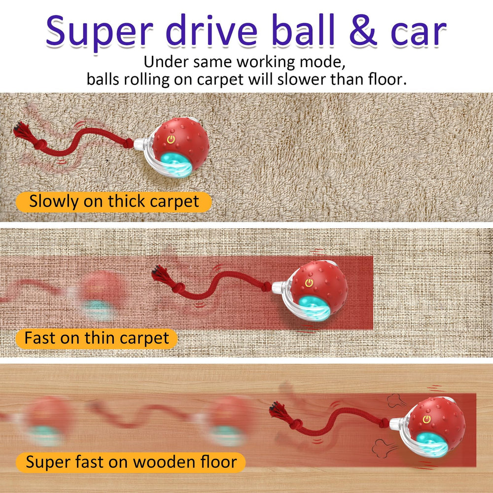 Giociv interactive cat ball red on floor ready for chasing fun