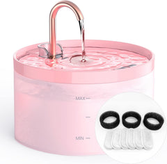 GIOTOHUN cat fountain pink front view shows gentle water flow for healthier hydration
