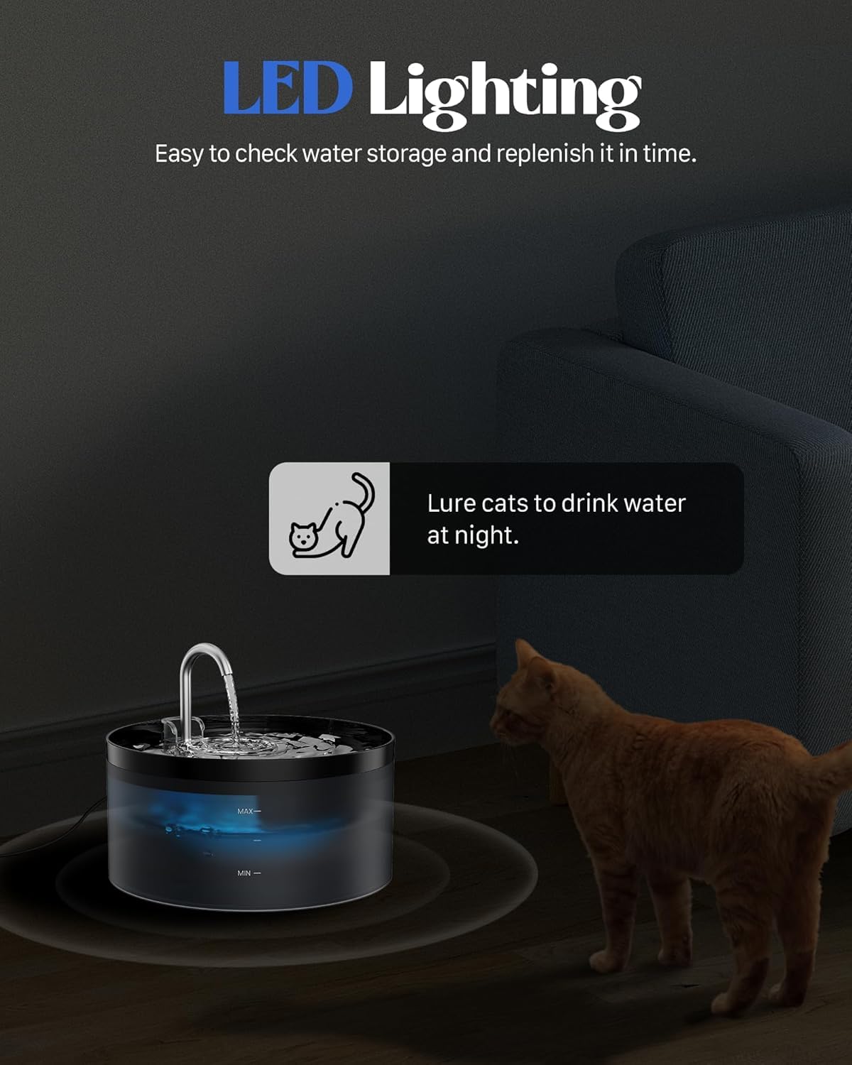 GIOTOHUN cat water fountain detachable parts simplify cleaning and replacements.