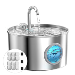 GIOTOHUN cat water fountain front view—stainless steel design promotes clean, easy hydration