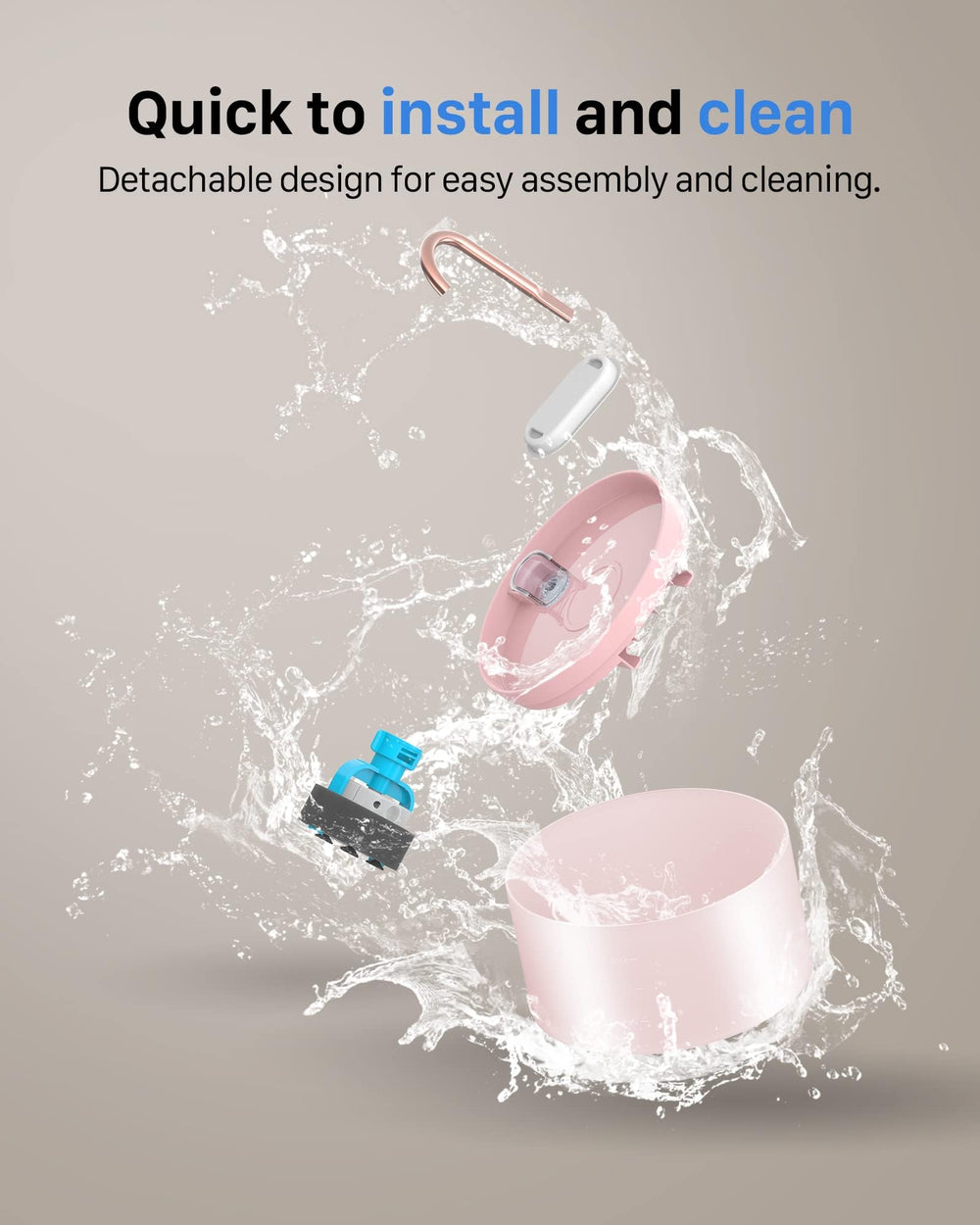 GIOTOHUN cat water fountain pink removable parts for easy cleaning