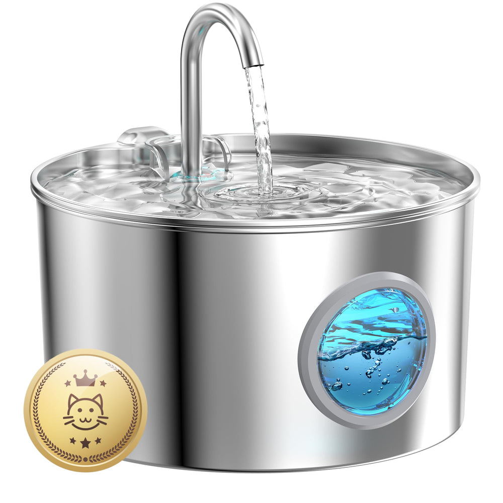 GIOTOHUN cat water fountain stainless front view highlights durable hydration