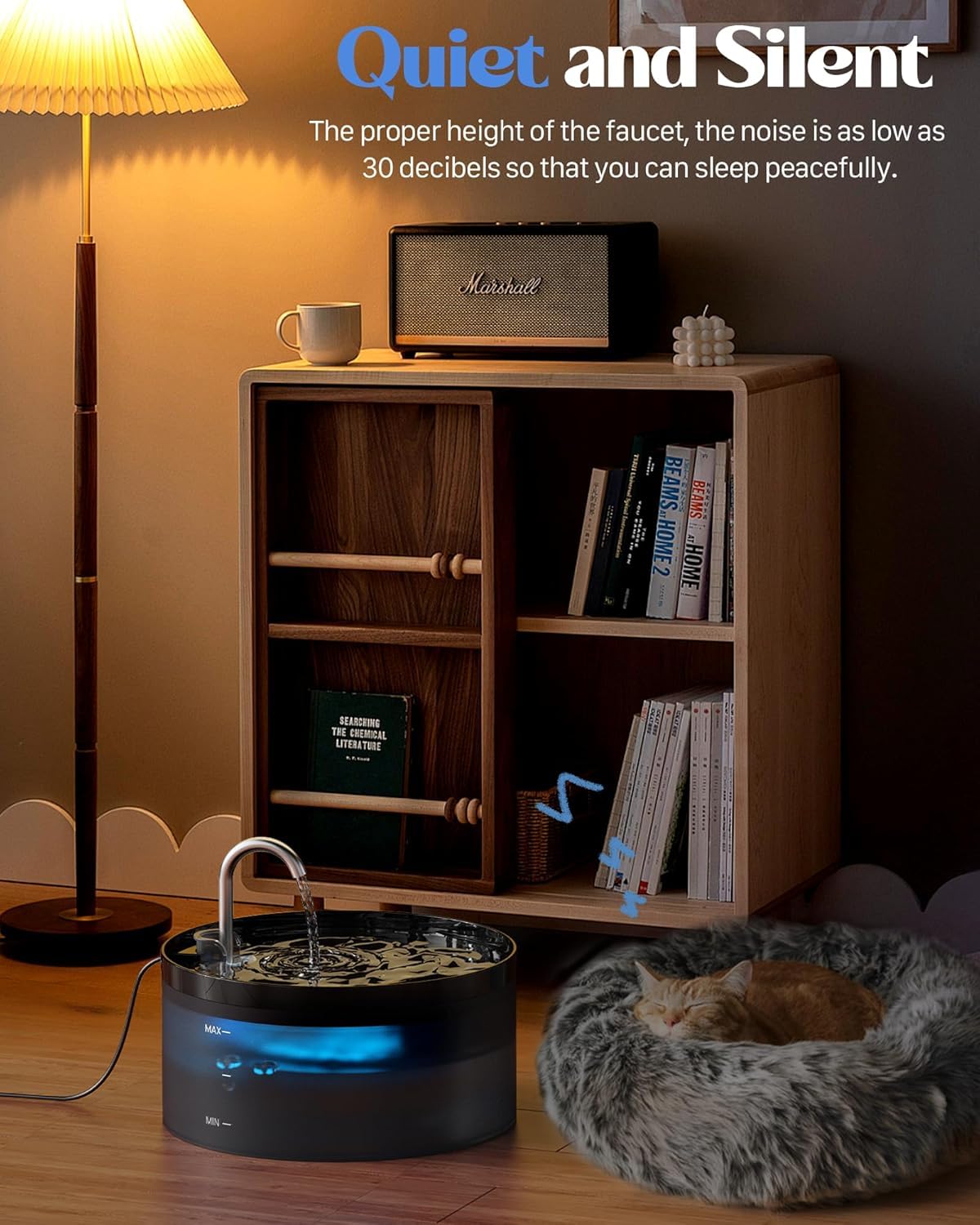 GIOTOHUN cat water fountain ultra-quiet pump runs quietly for peaceful operation.