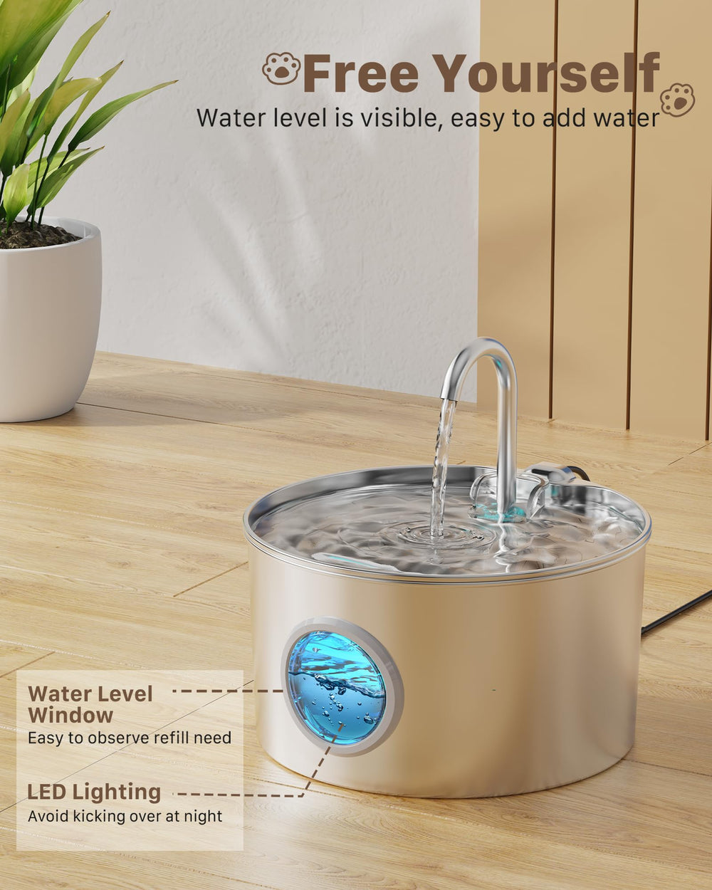 GIOTOHUN cat water fountain water-flow modes—faucet-style and fountain-style options