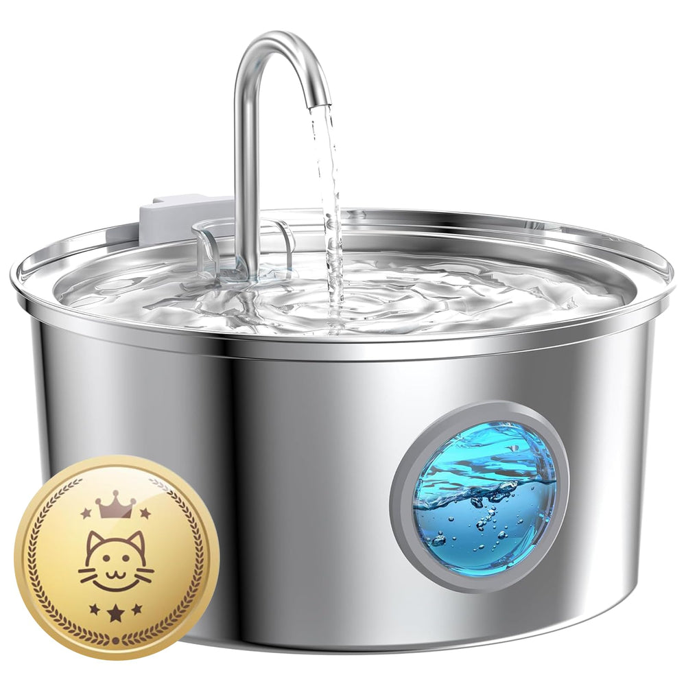 GIOTOHUN stainless steel cat water fountain front view highlights durable build for everyday use.