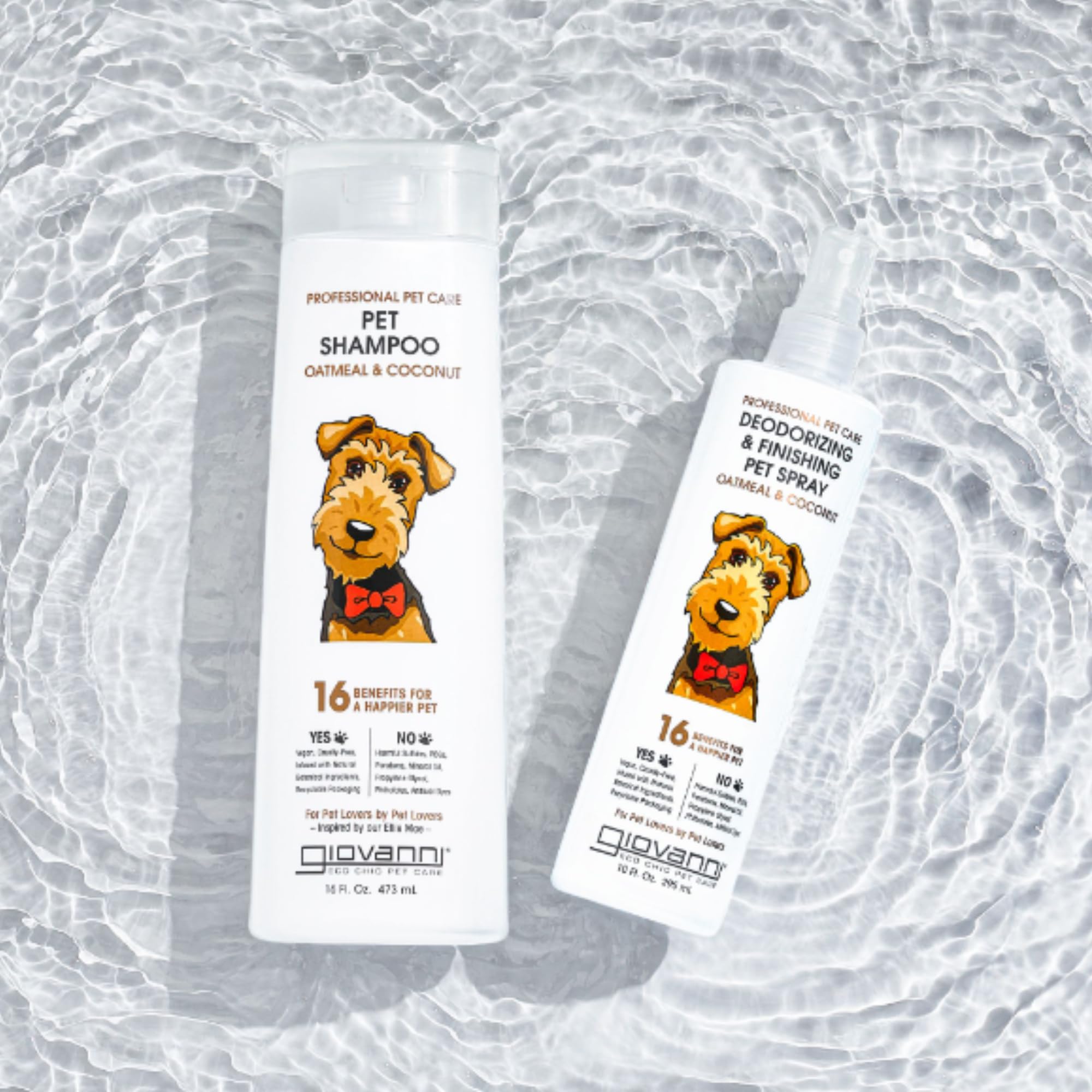 GIOVANNI 2-in-1 shampoo lather foaming on pet fur for easy rinse