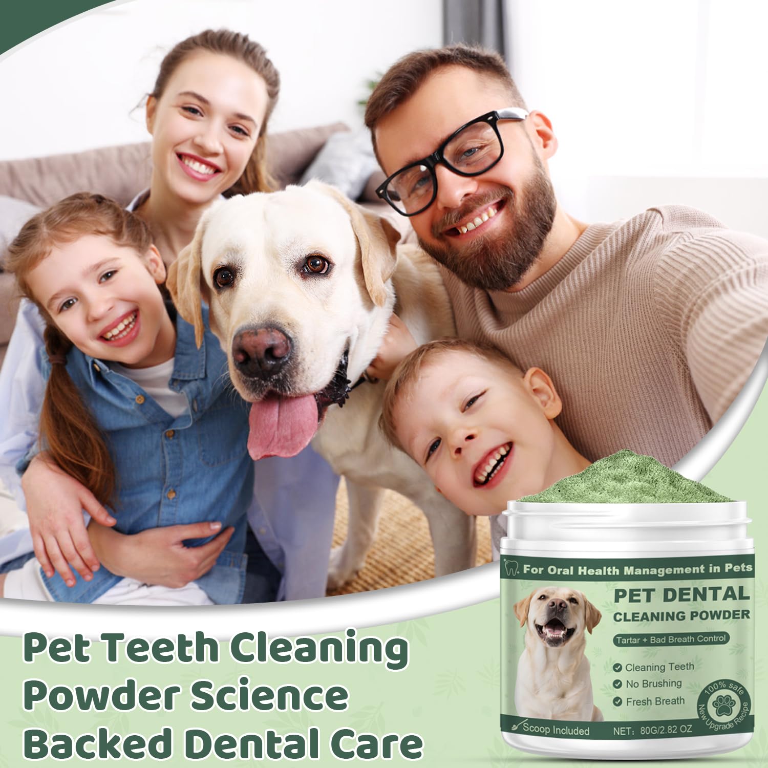 Giovara dog dental powder being mixed with treats demonstrates effortless dental care.