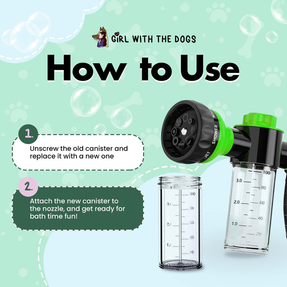 Girl With The Dogs bath-time foam cup enhances efficiency and reduces soap waste.
