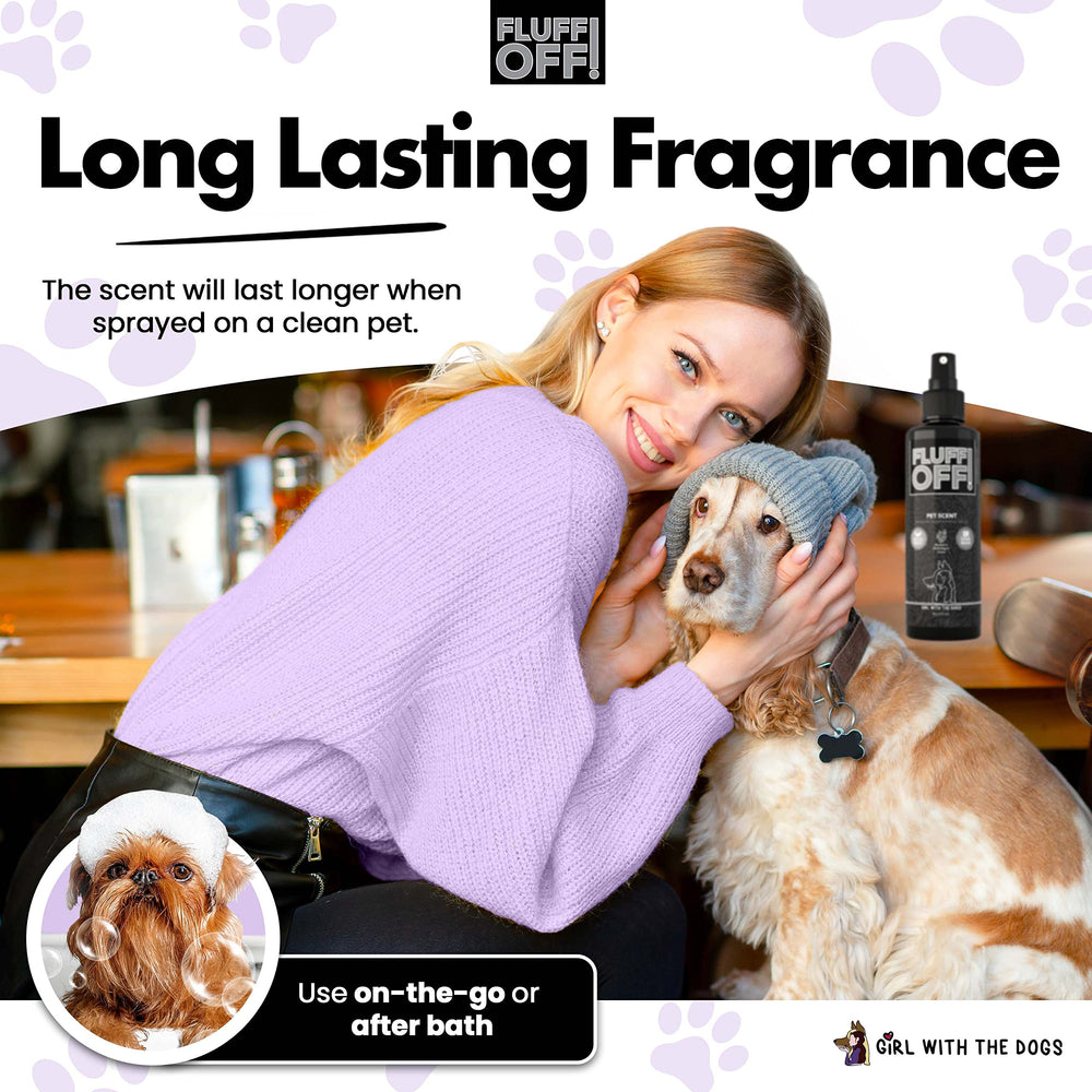 Girl With The Dogs Fluff Off dog-coat close-up illustrating detangling support.