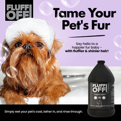 Close-up of Fluff Off lather showing reduced shedding on brush.