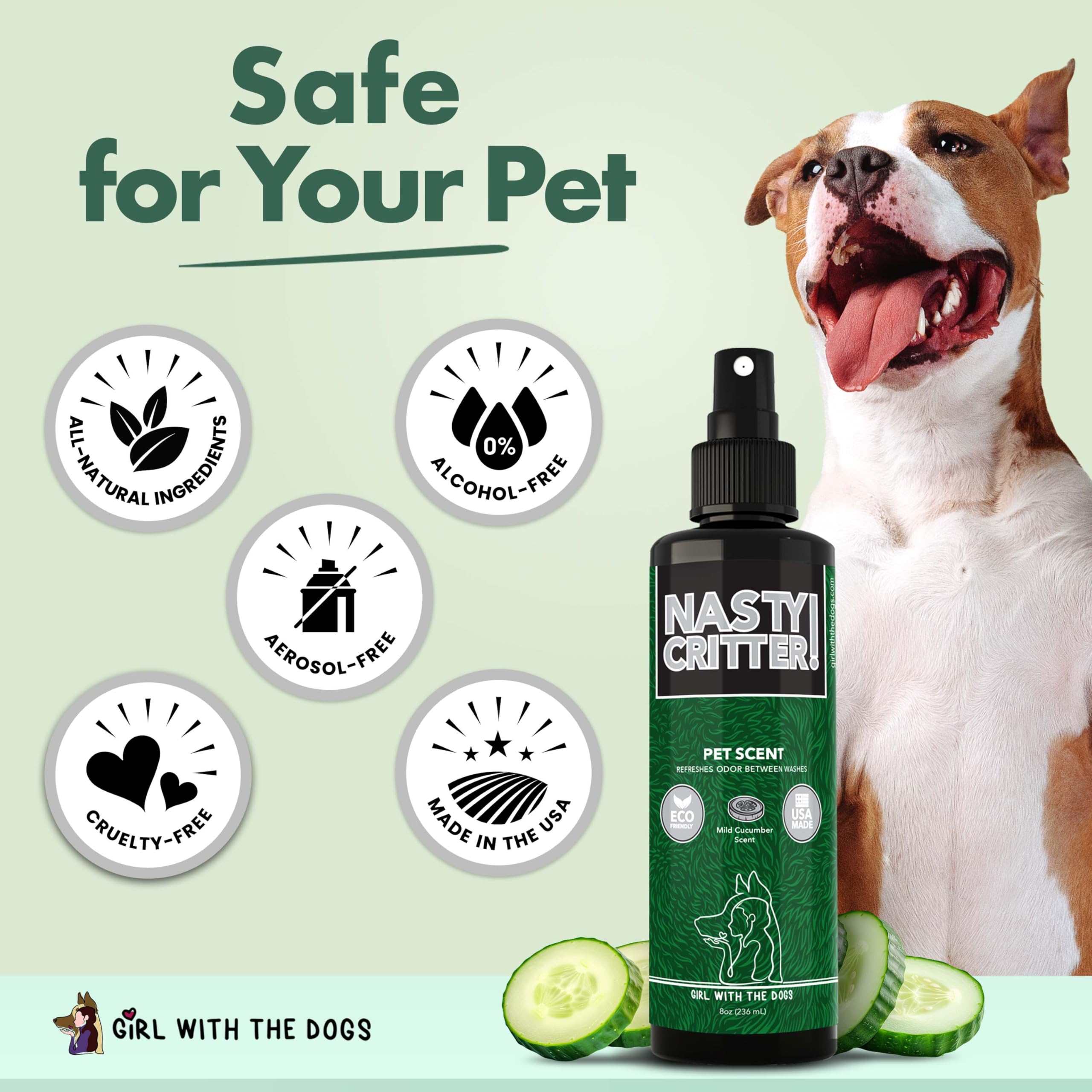 Girl With The Dogs NASTY CRITTER closeup hair-care — fragrance lingers without overpowering pets