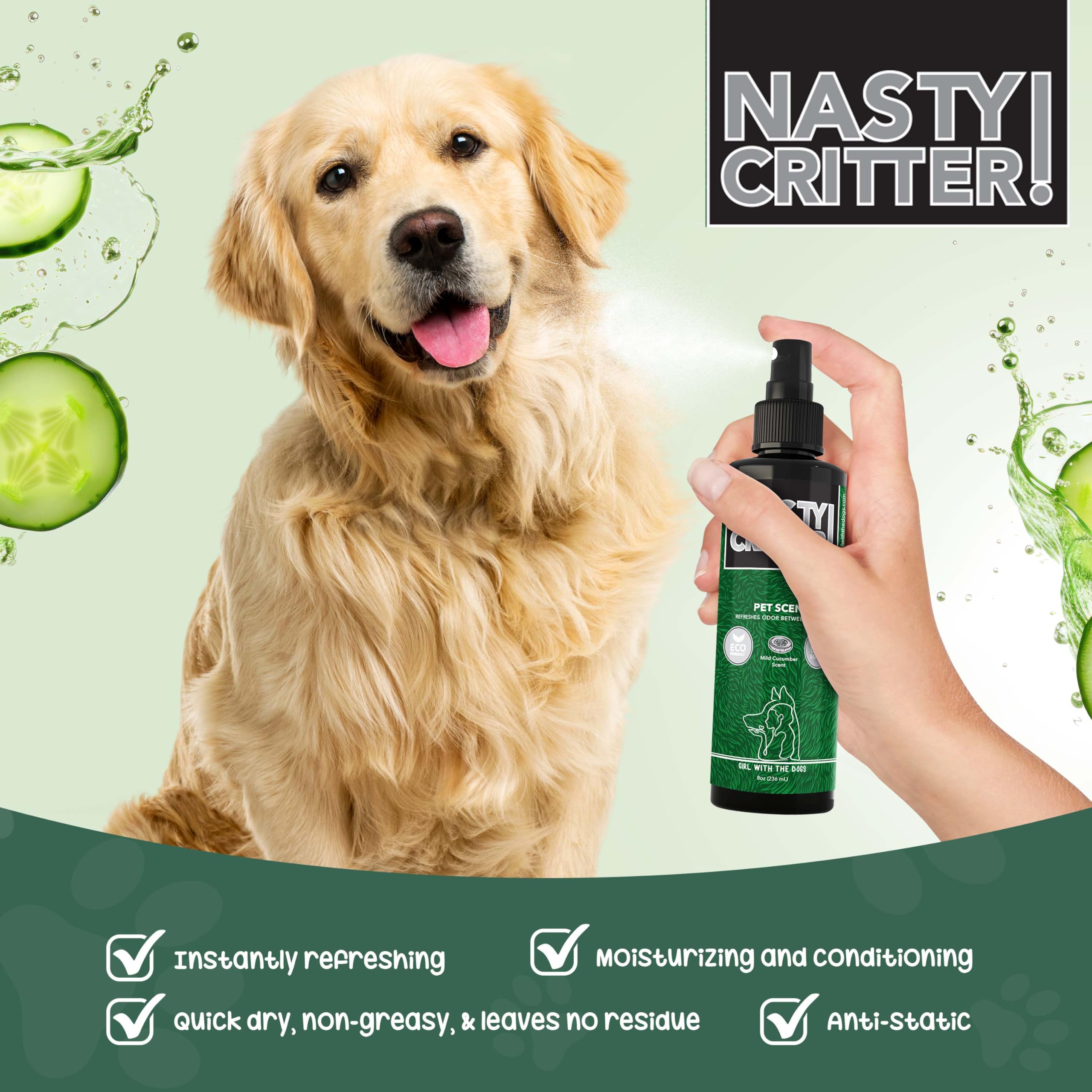 Girl With The Dogs NASTY CRITTER on-pet coat — moisturizes, detangles, reduces static