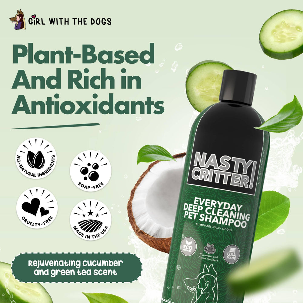 Girl With The Dogs Nasty Critters cruelty-free natural shampoo highlights ethical grooming.