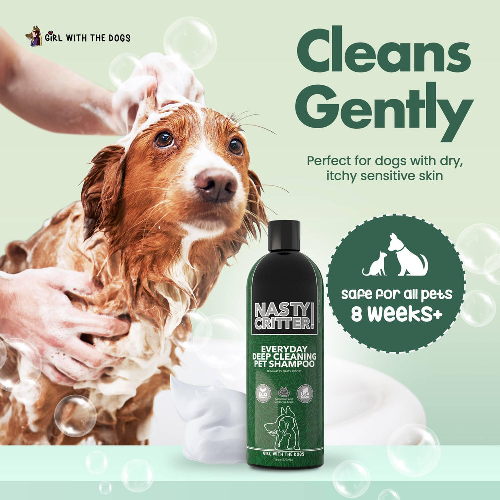 Girl With The Dogs Nasty Critters cucumber green tea scent enhances bath experience.