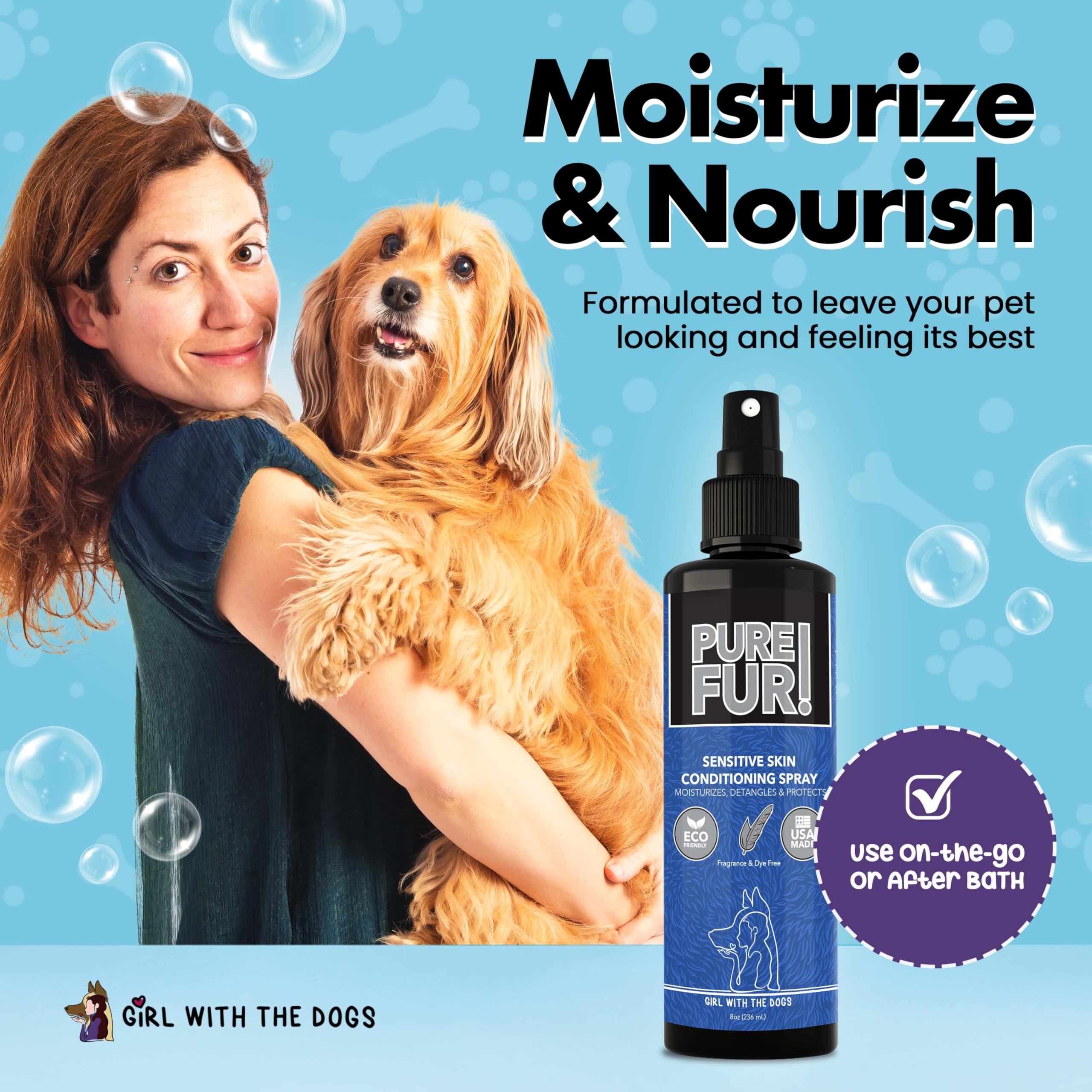 Shea butter ingredient highlight on Pure Fur! conditioner for hydration.