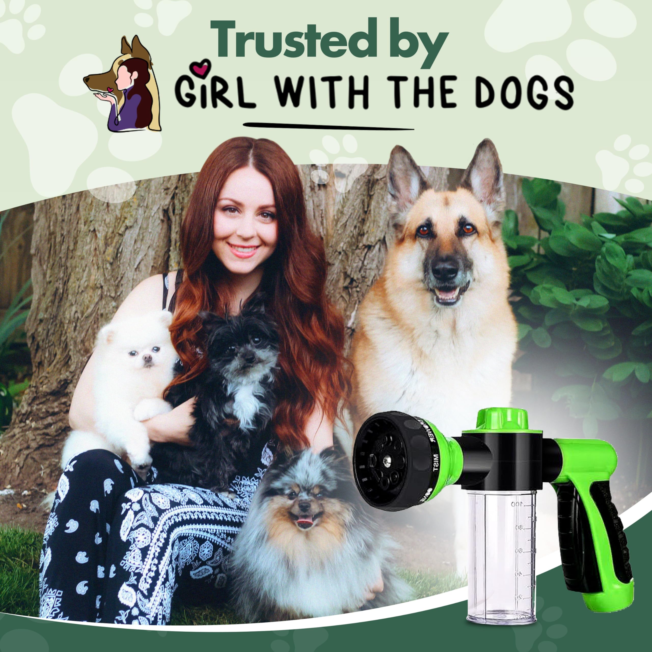 Girl With The Dogs adjustable spray nozzle delivers customizable pet washing spray
