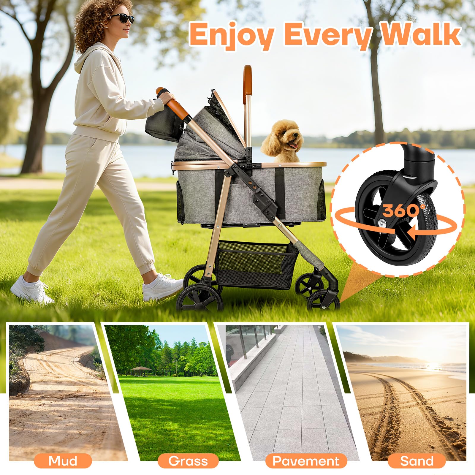 Gisaryc Dog Cat Stroller quick-assembly feature view