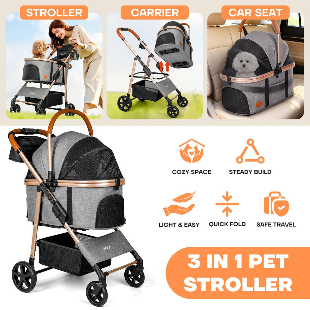 Gisaryc Dog Cat Stroller side-entry design for easy pet access
