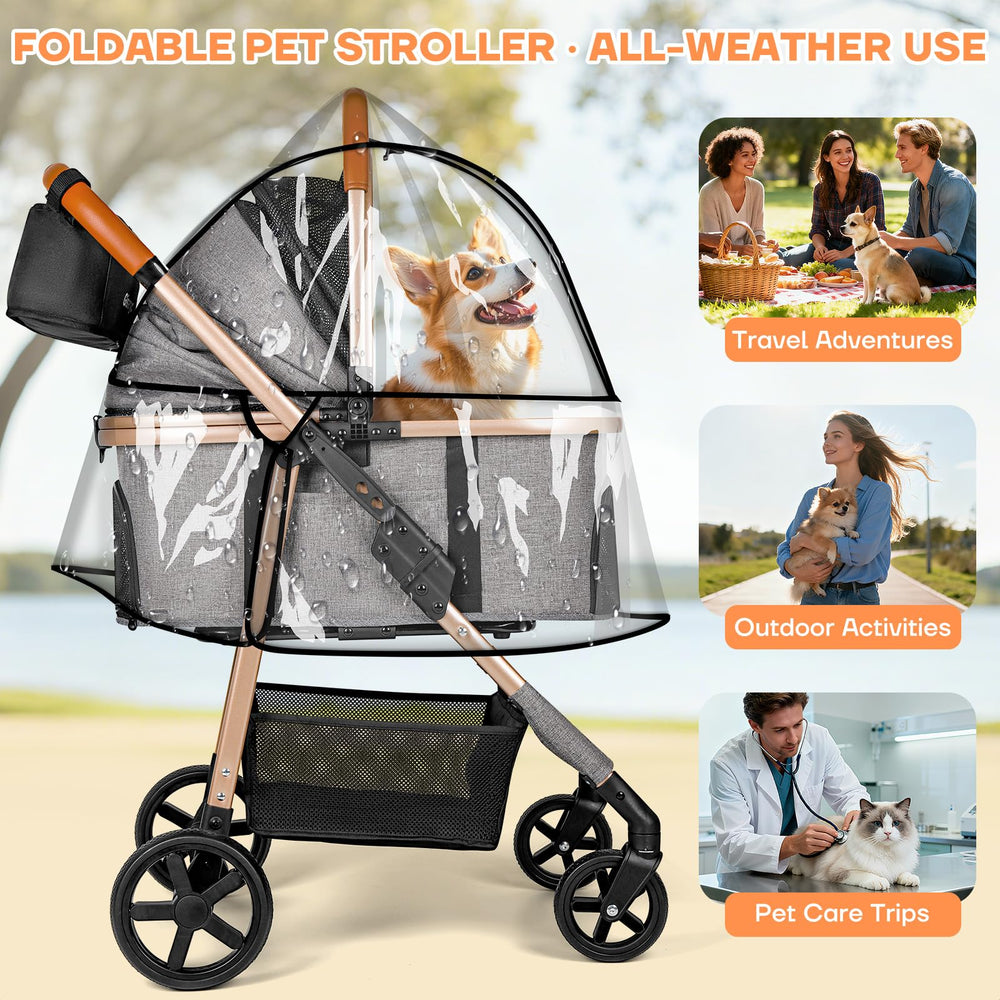 Gisaryc Dog Cat Stroller storage basket and cup holder for on-the-go essentials