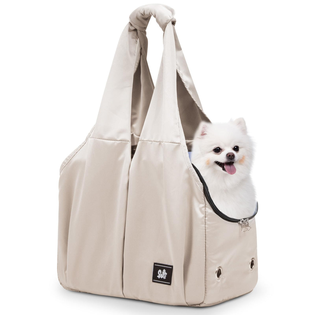 Gisaryc Dog Purse Carrier front view with safety hook for secure travel.