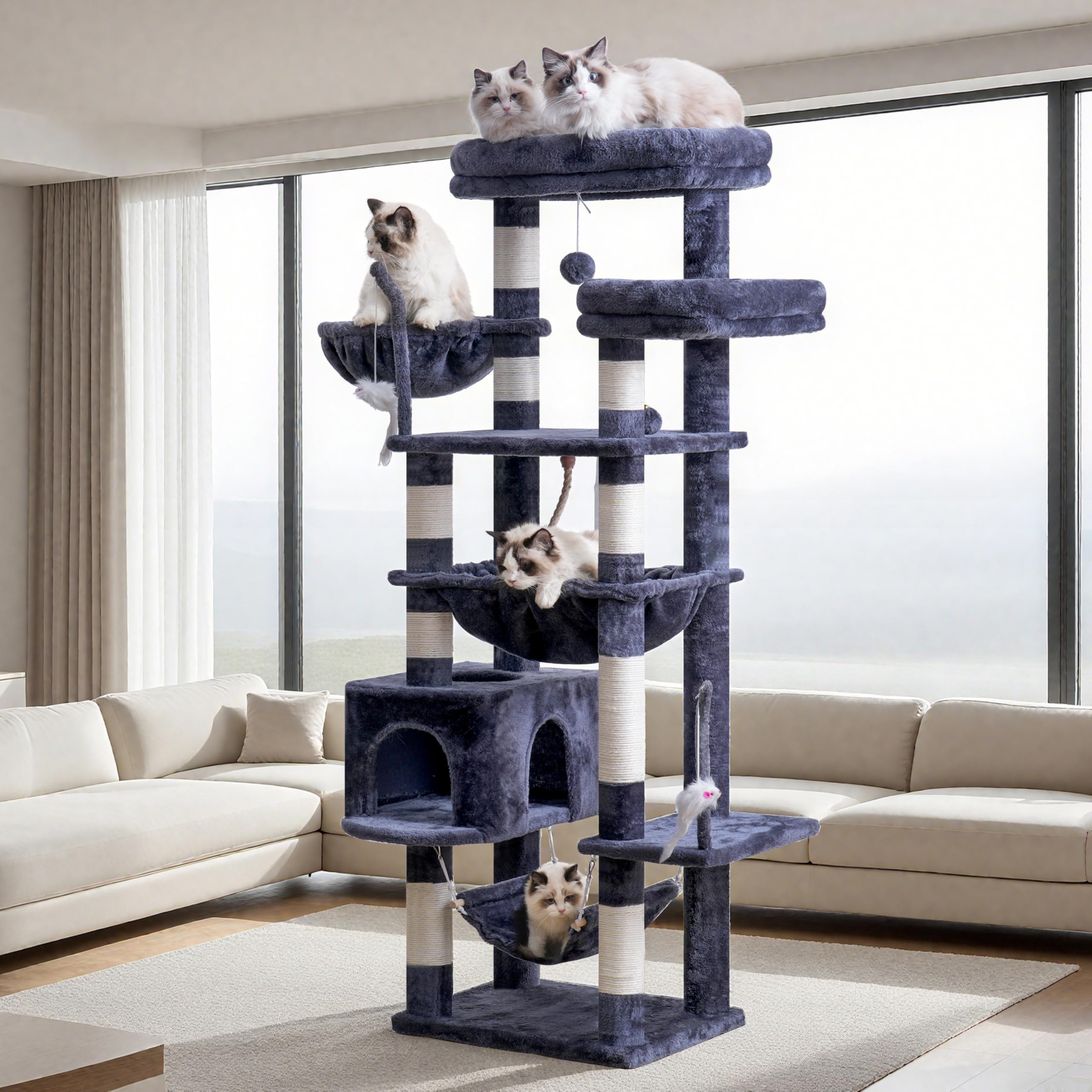 Gitelsnour cat tree anti-tip kit helps prevent tipping for families with energetic cats.