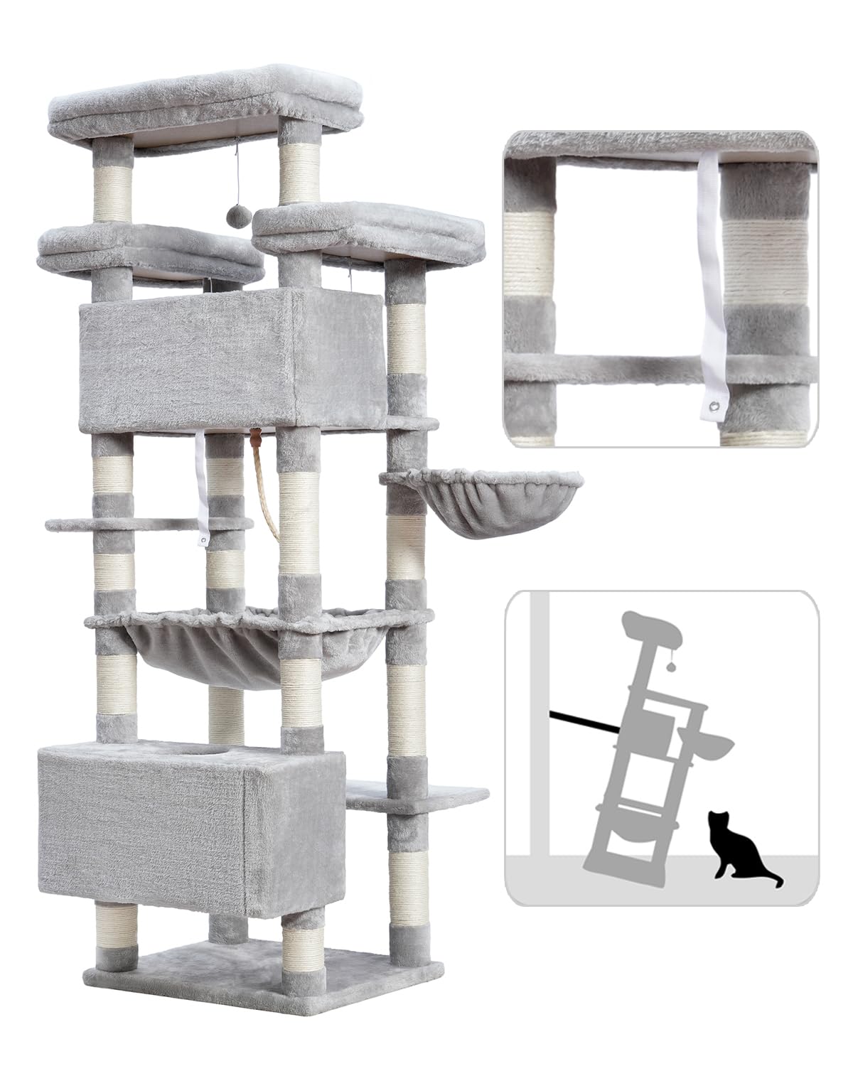Gitelsnour cat tree anti-tip kit enhances safety and stability.