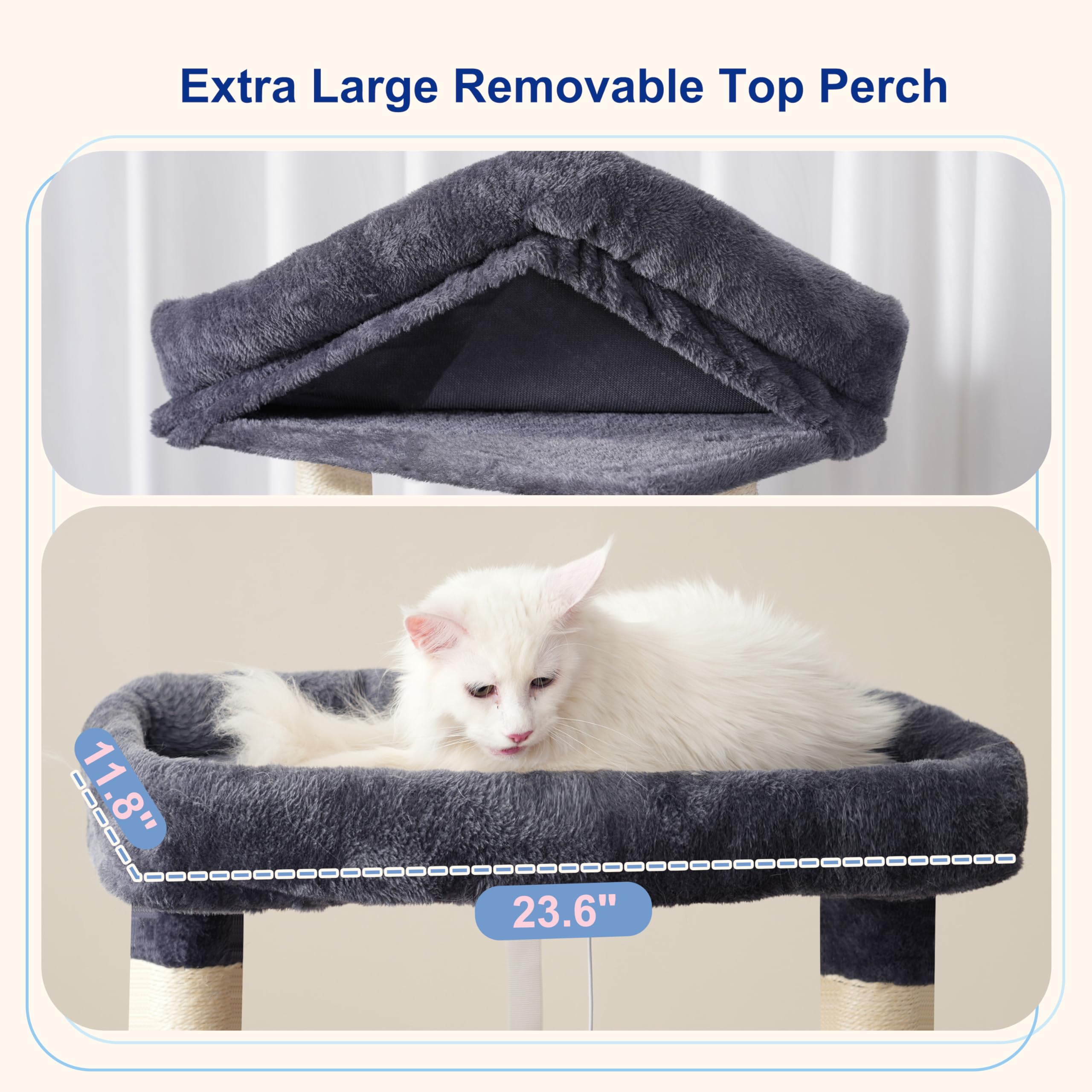 Gitelsnour cat tree anti-tip strap in use for added stability