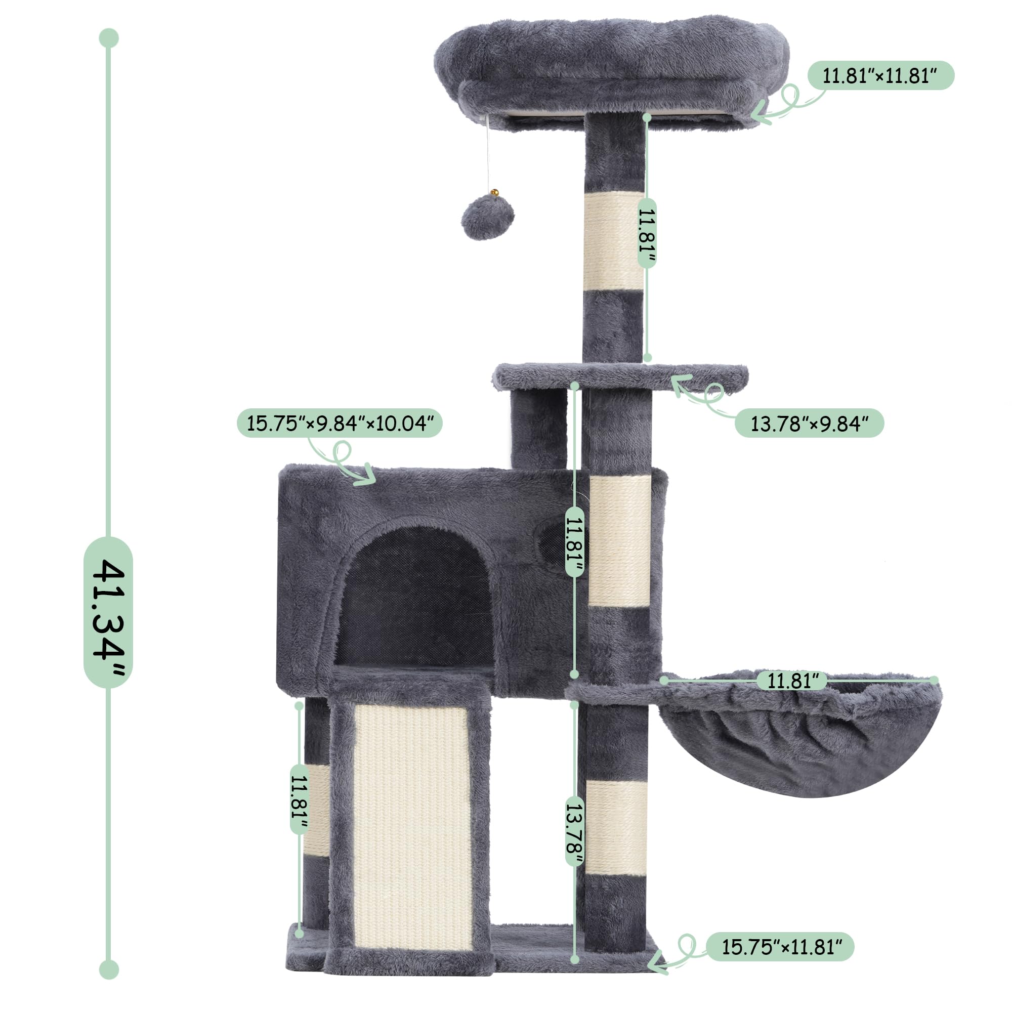 Gitelsnour cat tree anti-tipping bars enhance stability during play.