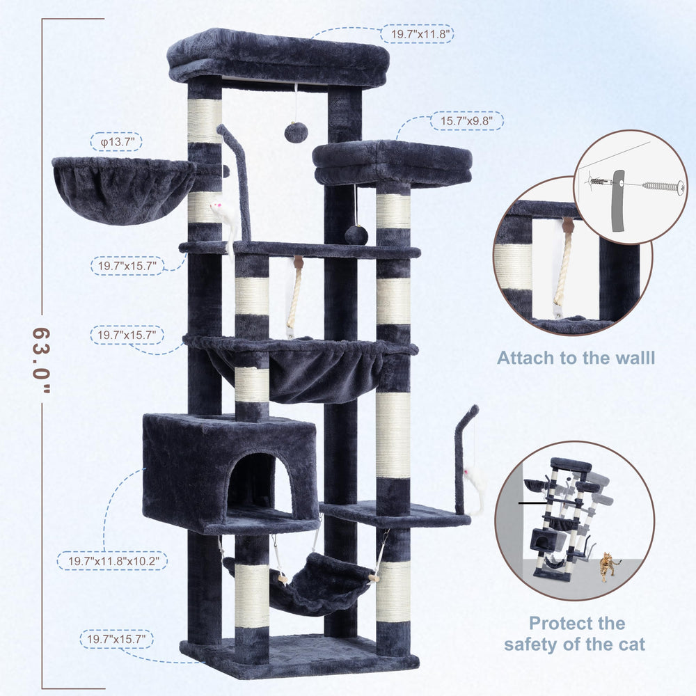 Gitelsnour cat tree assembly kit ensures simple setup and sturdy stability.