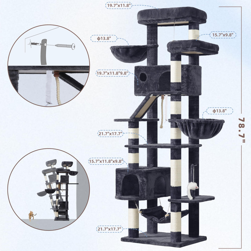 Gitelsnour cat tree base structure stays steady during multi-cat play sessions.